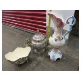 vintage decor large pitcher covered pot