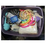 covered tote w crafting supplies yarn kits