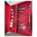Ekco flatware in wood storage box
