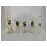 5 vintage mini oil lamps extra globe