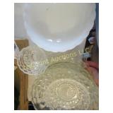 fire king clear & white bubble glass dishes bowls