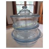 Fire King Blue Sapphire Philbe caseroles w lids