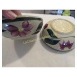 2 vintage watt bowls flowers cherries