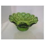 vintage LE Smith moon stars footed bowl green dish
