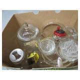 assorted vintage glassware mixer nut chopper