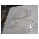 set 3 glass fish plates