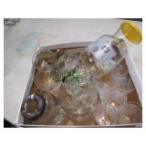 juice caraffe w glasses vintage ashtrays glassware