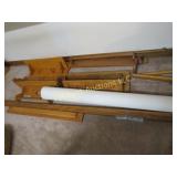 many wood shelves & quilt racks
