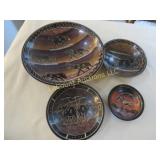 5  carved painted soap stone