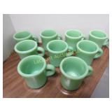 9 Jadeite fire King C handle coffee mugs