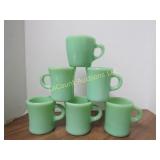 6 Jadeite fire King C handle coffee mugs