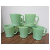 5 Jadeite fire King D handle coffee mugs