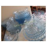 blue fire king blue saphire bubble glass dish set