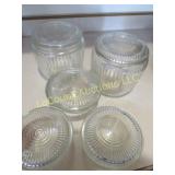 5 anchor hocking ribbed covered dishes Queen Mary