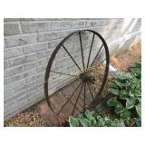 vintage wagon wheel yard decor