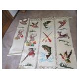 vintage knit handmade hunting fishing lap afghan