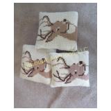 3 vintage knit handmade deer pillows