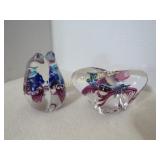 2 artist signed paper weights