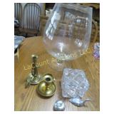 HUGE footed brandy snifter brass candle holders