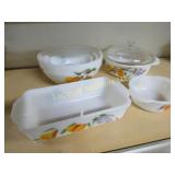 Fire King painted fruit baking dishes bowls