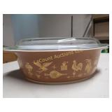 vintage Pyrex casserole oval early American