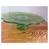LE Smith Moon & Stars Green Pedestal cake plate