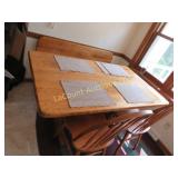 solid wood dining table w bench & 2 chairs