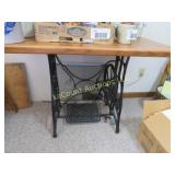 vintage sewing machine base table  solid oak top