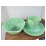 Jadeite fire King batter bowl plate creamer
