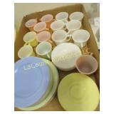 Hazel Atlas Hostess pastel set plates cups saucers