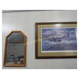 mirror & framed Ducks Unlimited print barnwood