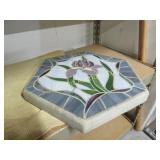 concrete garden tile stepping stone iris flower