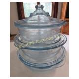 Fire King Blue Sapphire Philbe 3 covered casserole