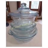 Fire King Blue Sapphire Philbe 3 covered casserole