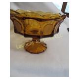LE Smith moon stars amber pedestal dish