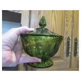 MCM green covered candy dish