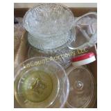 assorted glassware bowls platters yellow bowl