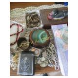 costume jewelry trinket box chain belts misc