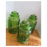 LE Smith Moon & Stars Green 3 pc canister set