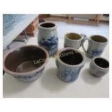 6 pc blue pottery Salmon Falls  others