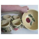 Watt apple bowl 4 green stripe  apple mugs