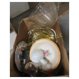 vintage glassware nut chopper batter bowl plates