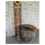 hello sunshine sign & lg planter