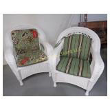 pair wicker patio sunroom chairs w cushions