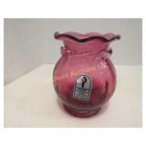 Pilgrim cranberry glass ruffled edge