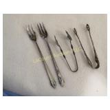 2 sterling silver mini tongs 2 forks 58.9 g