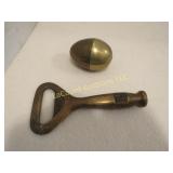 Brass 7-up bottle opener & screw closed brass egg