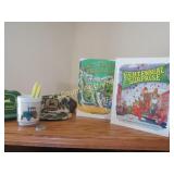 John Deere hats books mug bottle openers