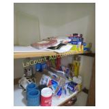 all on right top 2 shelves kitchen supplies