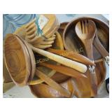 wood lot Grizzies platters salad bowl w utensils